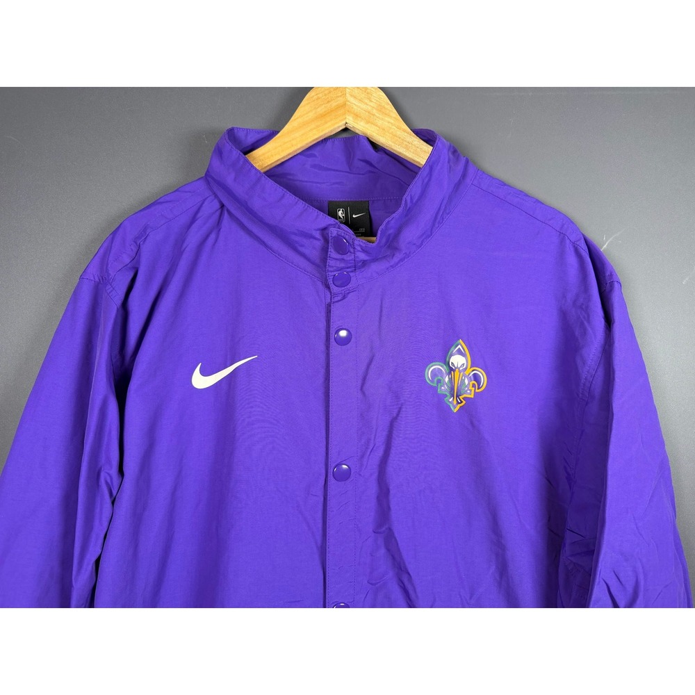 Nike NBA New Orleans Pelicans Coaches Jacket Purple Mens XXL Snap Windbreaker